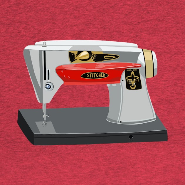 Red And Gray Sewing Machine by jenblove